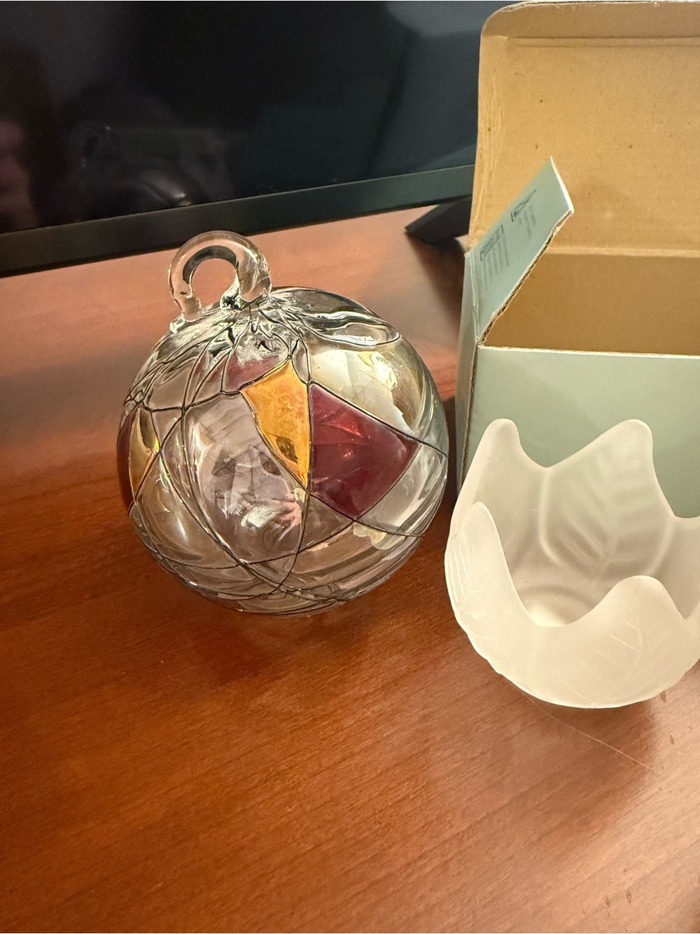 Frosted Glass Votive Holders - White (Set of 3) glass blown ornament - Picture 3 of 4
